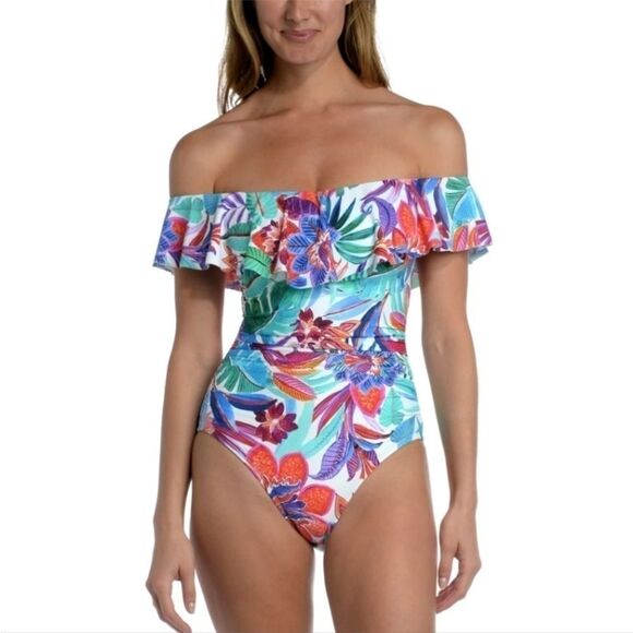 La Blanca Tropez Tropical Print
Shoulder One-Piece Swimsuit-Blue Multi New 4 - Picture 2 of 15